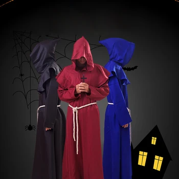 Unisex Halloween cosplay srednjeveški menih kostum menih haljo čarovnik storitev duhovnik storitev Christian obleko