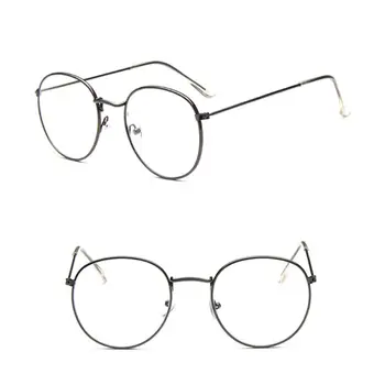 Korejski Retro Slogu Krog Kovinskih Očal Okvir Za ' Enske Mo {Ki Kolegij Slog Velik Okvir Očal