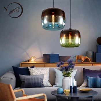 Sodoben Nordijski Art Deco Pisano Steklo Obesek Visi Lučka Sveti Napeljave, E27 LED Za Kuhinjo, Restavracijo, Dnevna Soba, Spalnica