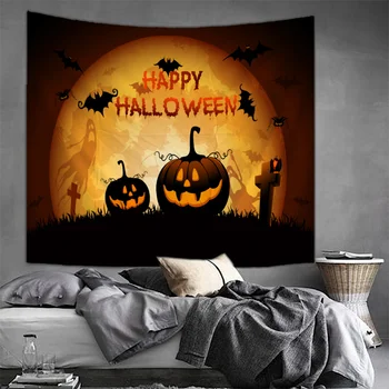 Happy Halloween Tapiserija ForLiving Soba Soba Multi Tiskanje Doma Deco Steni Visi Wall Art Piknik Mat Velik Plus Velikost