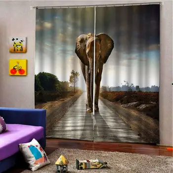 3D Zavese Luksuzni Blackout Okna Zavese Dnevna Soba slon zavese zavese stereoskopski
