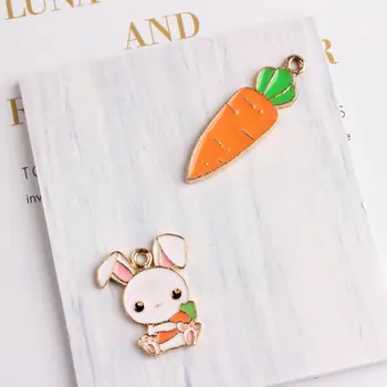 10pcs Moda Emajl zajec zajček korenček čare, kovinski zelenjave, sadja carota obeski visijo za uhane, nakit, izdelava diy
