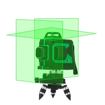 3D Zeleni Laser 12 Ravni Liniji 360-Stopinjski Močan 8 Vrstic Rdeči Žarek Vodoravno in Navpično Cross Laser Self-Izravnavanje Nivel Laser