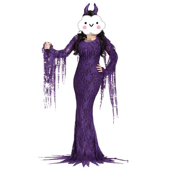 Vijolična Čarovnica kostume za ženske Odraslih Ženska Čarobni Trenutek Kostum Dekle škrlatne čipke Čarovnice Kostum seksi Halloween kostumi