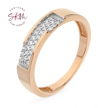 SKM cvet obroči za ženske blagovne znamke oblikovalec 14k zlato je povečal Vintage Zaročni prstani oblikovalec Obljubo Luksuzni Fine Nakit