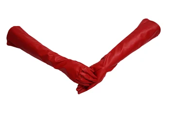 Par Stilsko Rdeča Barva PU Usnje Dolge Rokavice Za Ženske