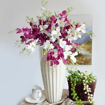 1PC Umetni Cvetovi Orhidej Veje Visoko Kakovostne Svile Cvet Za Dom Poročni Vrt Dekoracijo Jedilno Mizo Dekorativni Cvet