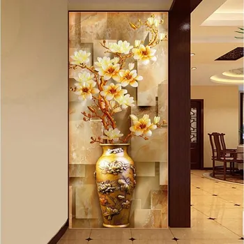 BEIBEHANG 3d prostoru ozadje krajine vhod tri - dimenzionalni elegantno magnolija vaza velika vhodna slika freske ozadje