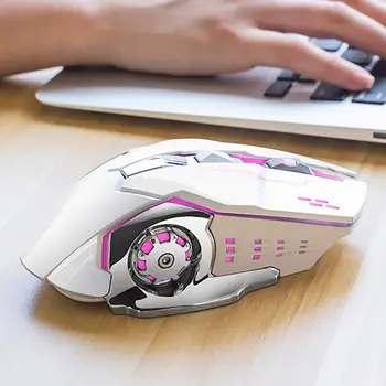 Ergonomska Igralne Miške za Polnjenje USB Wireless Mouse 6 Dno Tiho LED Osvetljen Optični Visoke Kakovosti