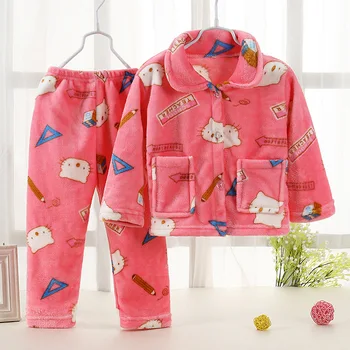 Otrok jesen in zimo, flanela pižamo nastavite Otrok topli mode domov storitev bo ustrezala Otrok dihanje udobje obleko