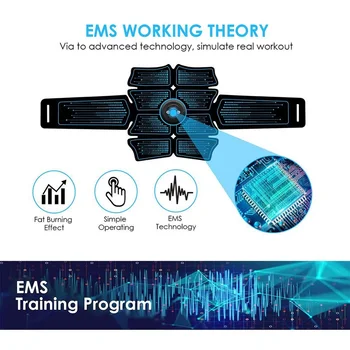 Polnilna EMS Trebušne Mišice Stimulator Trener ABS Electrostimulation Fitnes Massager Telovadnici Roko Trebuha Mišične Vadbe