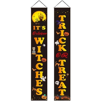 Halloween Trik ali Zdravljenje Banner je Čarovnice Visi Verandi Prijavite Banner za noč Čarovnic Vrata Vrt Doma Stranka Odlikovanja