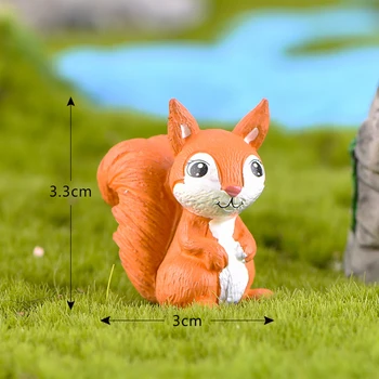 3Pcs/Set Veverica Živali Model Umetnostne Obrti DIY Miniaturni Krajine Vrt Dekor