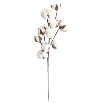 53 CM 10 Glav Naravno Sušene Bombaž Cvet Umetne Rastline Cvetlični Podružnica Za svate, Dekoracijo Ponaredek Cvetje Doma Dekor