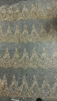 Modna zlata Ročna tisk bleščic afriške indija očesa til čipke SH-374 tkanine moda francoski neto čipke