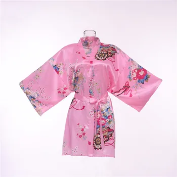 Velika Velikost Satenast Kimono Kopalni Plašč Obleke Ženske Svilnato Nevesta Družico Poroko Haljo Sleepwear Tiskanja Intimno Perilo Nightgown
