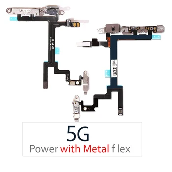 1Pcs NOVO Moč Izklop Glasnost Flex Kabel Za iPhone 5 5 G Gumb za Vklop/Izklop Flex S Kovinski Nosilec za Nadomestni Del
