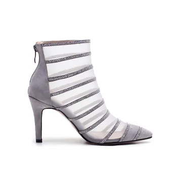 Smeeroon 2020 nove ženske sandale votlih iz elegantno obleko, čevlji konicami prstov poletni čevlji zadrgo antilop usnje, visoke pete, čevlji