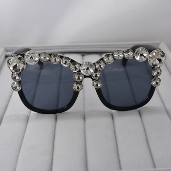 Nov Velik Okvir blagovne Znamke Oblikovalec Baročno sončna Očala za Ženske Osebnosti Slog Gem Kamen sončna Očala Cvet Ženska Moda Oculos