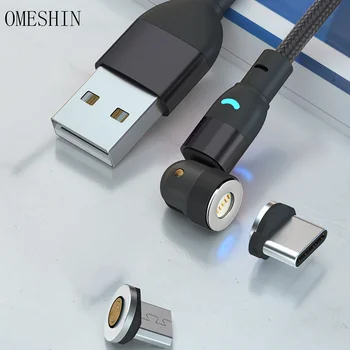 OMESHIN 0,5 M Tip-C USB 540° 3A Hitro Polnjenje Rotacijski Magnetni Podatkovni Kabel O 19.7 v Magnetni Charing Kabel
