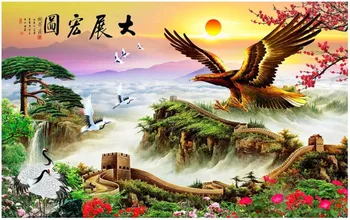 Po meri foto zidana 3d ozadje Kitajski Great Wall Orel Let Pokrajino dekor dnevne sobe 3d steno stensko tapete za stene, 3 d