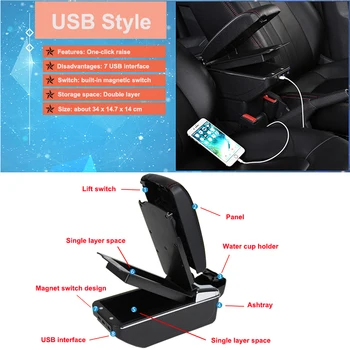 Za Toyota Yaris L Vios FS-2018 Armrest Box USB Polnjenje Povečujejo Dvojno Plast Osrednje Vsebine Držalo Pepelnik Styling