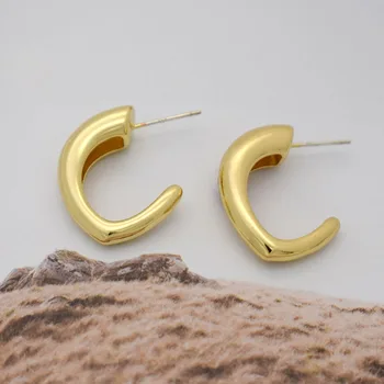 Gladko pol srca uhani za ženske C obliko votlih Uhani Žensko zlato bakreni uhani 2020 nov modni Nakit Koreja Brincos