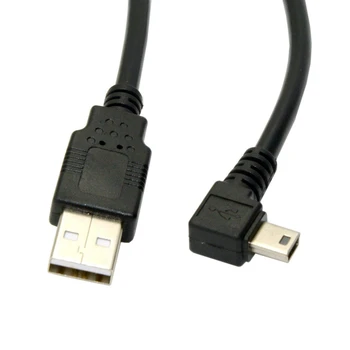1,8 m Mini USB Tip B 5pin Male 90 Stopinj v Levo pod Kotom, da USB 2.0 Moški Podatkovni Kabel Črne Barve