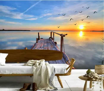 Po meri 3D freske,Jezero Marin Nebo Sunrises in sončnih zahodov Narave de papel parede,hotel dnevni prostor kavč, TV steni spalnice ozadje