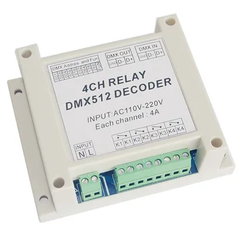 Debelo 4CH krmilnik Dekoder AC110-220V DMX ŠTAFETA 4 channel dmx512 3P releji stikala uporabite za RGB led trakovi luči led svetilke