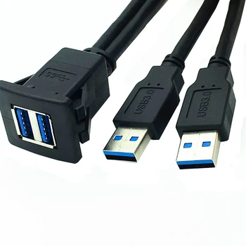 Dvojno USB3.0 Nepremočljiva Kabel 2M armaturne Plošče, Plošče Podatkov Podaljšek Kabla za Avtomobilov, Čolnov, motornih Koles