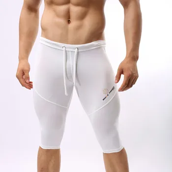GANYANR Brand Swimming Trunks Racing Boxer Mens Swim Shorts Gay Male Swimwear Swimsuit Long Sexy Tight Low Waist Beachwear Pouch