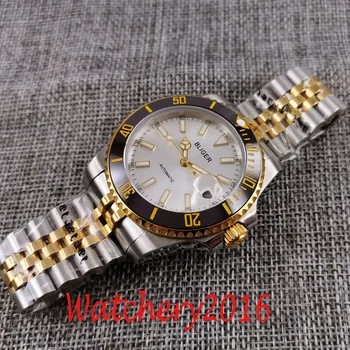 BLIGER Oblikovanje blagovne Znamke Luksuzni Watch Samodejno belo Gledanje Svetlobna iz Nerjavečega jubilejne Safir Keramične Plošče Mehanske Mens Watch