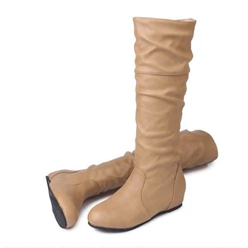 2019 ženska zimski škornji Ravno dno povečanega ženski čevlji z visoko cev krog glave dame čevlji velikosti čevlji zapatos de mujer X