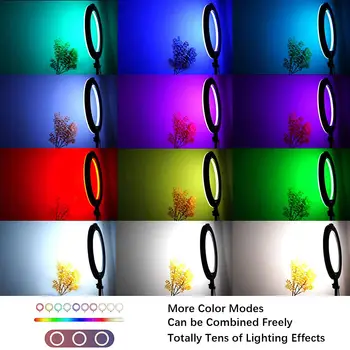 26 cm RGB Pisane Obroč Svetlobe s Stojalom / Bluetooth Remote , 19 Barv LED Selfie Svetlobni Obroč Lučka za Tik Tok Ličila Fotografija