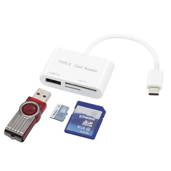 Tip C Za SD Card Reader USB OTG Kabel Micro SD/TF Kartice Tipa C OTG Kartic 3-v-1 USB 3.1 do TF/SD/U-disk Razširitev Pomnilnika