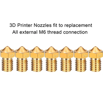 16 Kosov 3D Tiskalnik Iztiskanje Šoba M6 za V5 V6 MakerBot 7 Različnih Velikosti 0,2 mm 0.m 0,4 mm 0,5 mm 0,6 mm 0,8 mm 1 mm