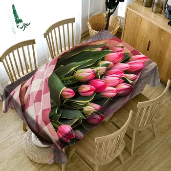 3D Prtom pink rose Vzorec Nepremočljiva tkanine, Zgostitev Pravokotne Poroka tabela tkanine, Tekstil Doma