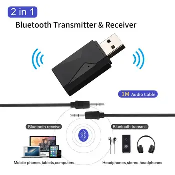 2 v 1 Bluetooth 5.0 Adapter Avdio Oddajnik Sprejemnik 3.5 mm AUX Priključek Brezžični Adapter Za TV/Avto
