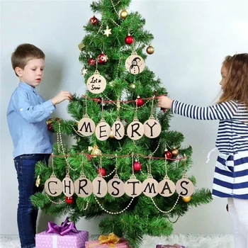 10pcs/paket Božič Leseni Obeski Okraski DIY Božični Okraski Stranka Xmas Tree Okraski Otroci Darila