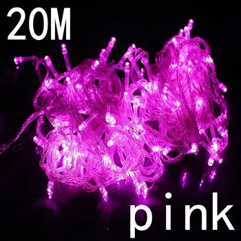 Nova roza barve 20M 200 LED Pravljice Niz Luči 220V Nepremočljiva počitnice led osvetlitev Božič/Poroka/Stranka Dekoracijo Luči