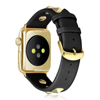 Zakovice Pravi Usnjeni Trak za Apple Watch Band Serije 6/MP/5/4/3/2 38 mm/42mm/40mm/44 Moški/Ženske Osebnosti Zapestnica Za iWatch