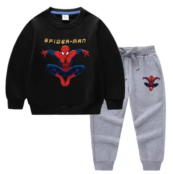 Disney Priložnostne Spiderman otroških Oblačil za Dekleta Risanka Oblačila 2 KOS Set Dolg Rokav Otroci Baby Kapuco+hlače Obleko