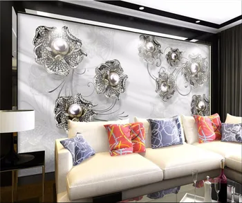 Po meri 3d stene papirja boutique high-end olajšave flash zlata roža 3d ozadje live TV soba dekoracijo sten slikarstvo