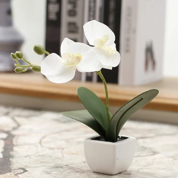 Zinmol majhen umetni metulj orhideja je cvet nastavite s pravimi dotik listi umetne rastline cvetlični za poroko z vazo