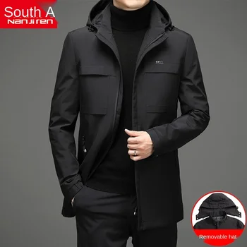 Puhovka moški srednje dolžine 2020 pozimi korejska različica slim in se zgosti toplo moški plašč zimska oblačila