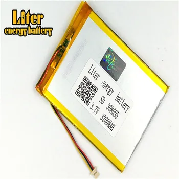 1,0 MM 3pin priključek 308695 3,7 V 3200mah Tablet PC Baterije lipo baterije za ponovno polnjenje litij-ionsko polimer
