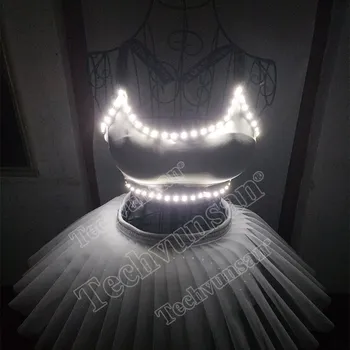 LED-light-emitting balet krilo Odraslih ženski kostumi Novo kostum Svetlobna telovnik Športnih modrc Jeklene cevi, ples kostum