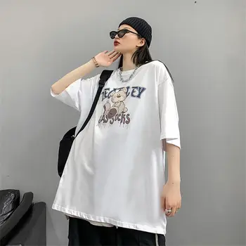2020 Najnovejše Poletje Ženske T-shirt bombaža:- - ki vsebujejo medved Risanka O-vratu Priložnostne Dekle Vrhovi korejski Moda Svoboden Kratek Rokav