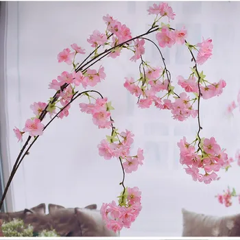 Štiri Veje Vsak Šopek Simulacije Češnjev Cvet cvet Dolgo-Breskev veje Poroko Arch Dekorativni Cvet Doma stranka dekor